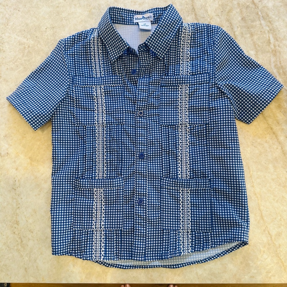 Boys Blue Quail Guayabera - 4T